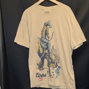 Coors Graphic T-Shirt in Beige and Blue